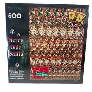Vintage Springbok Merry Olde Santa Puzzle 3D Sensations World Class 500 Pieces